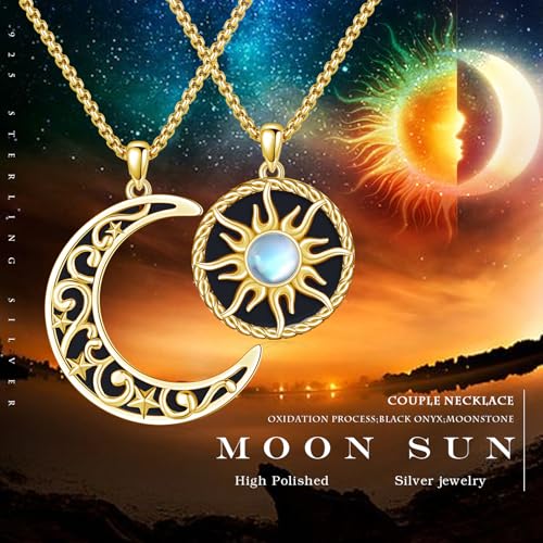 Yin Yang Necklaces for Women Men 925 Sterling Silver Pendant Necklace Yin Yang Jewelry for Women Men Couples - style: Sun Moon #11