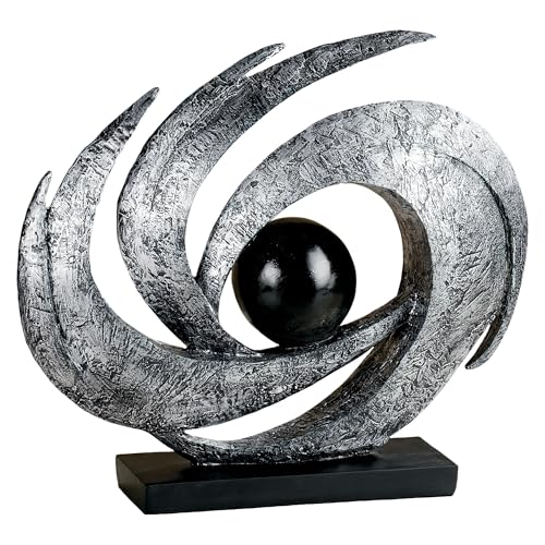 Touch of Class Contemporary Earths Motion - Antique Silver - Table Sculpture Art Decor - Modern Abstract Aesthetic, Swirling Design, Orb Center - Made of Resin, 12 Inches High, 15 Inches Wide - color: Antique Silver