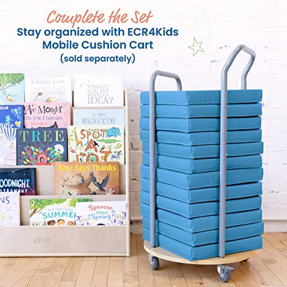 ECR4Kids SoftZone Floor Cushions, Square, Flexible Seating, French Blue, 6-Piece - color: French Blue