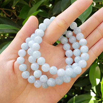 Adabele 1pc Natural Stretch Gemstone Bracelet 8mm (0.31") Bead 7 Inch to 8.5 inch Healing Crystal Energy Quartz Chakra Jewelry Women Unisex Birthday Gift - color: Aquamarine quartz, size: 8 inch