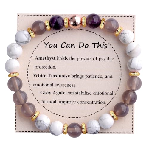 KSQS Healing Stone Bead Bracelet for Women, Natural Gemstones Balance Protection Bracelet, Spiritual Crystal Beads Bracelet Anxiety Relief with Meaning Card - style: You can do this