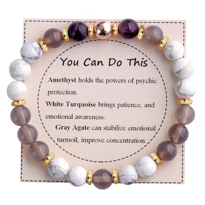 KSQS Healing Stone Bead Bracelet for Women, Natural Gemstones Balance Protection Bracelet, Spiritual Crystal Beads Bracelet Anxiety Relief with Meaning Card - style: You can do this
