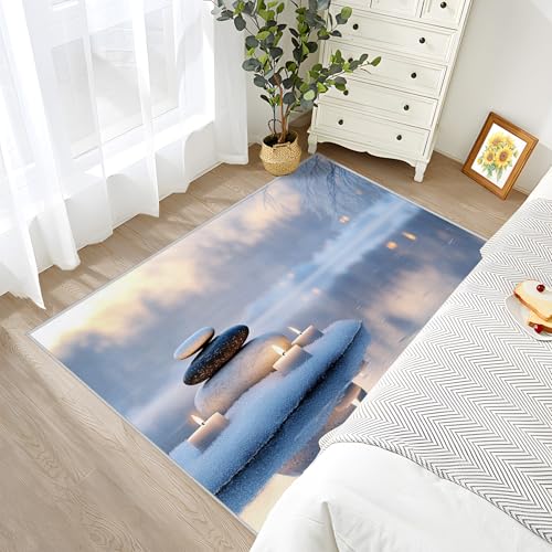 Zen Rugs for Bedroom - Zen Garden Rug 5x6, Zen Spa Area Rugs for Living Room Bedroom, Washable Non Slip Fluffy, Spiritual Meditation Carpet, Zen Garden Home Decor & Gifts - size: 5' x 6' (Rectangular)