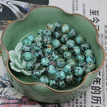 Keleny Semi Precious Stones Natural Gemstones 12mm Round Beads Crystal Stretch Bracelets 7 Inch Unisex - color: Green African Turquoise