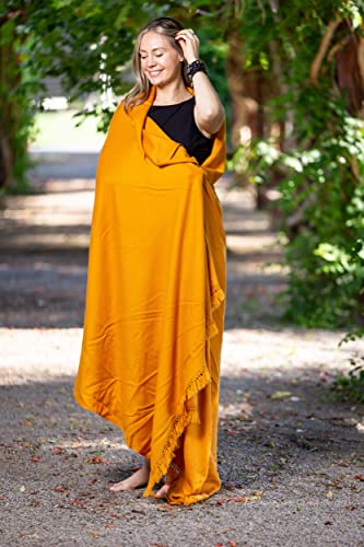 Meditation Shawl or Meditation Blanket, Shawl/Wrap, Oversize Scarf/Stole. Large. Unisex. - color: Saffron
