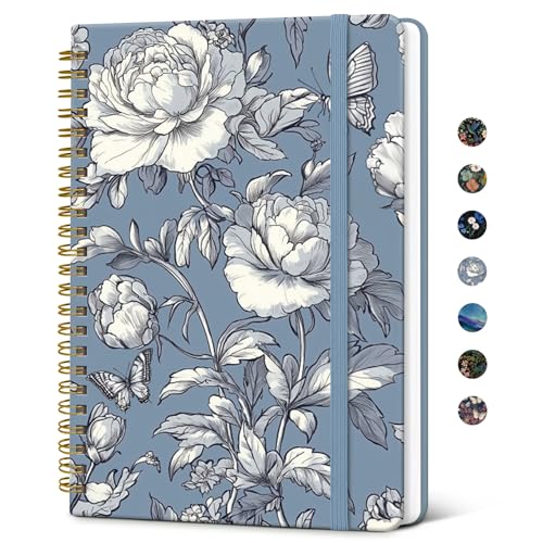 Taja Lined Spiral Journal Notebook for Women, A5 Cute College Ruled Hardcover Notebook for Work & Note Taking, Pretty Journal for Writing, 140 Pages, Butterfly Peony - color: m-Butterfly Peony