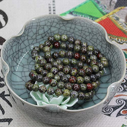 Amandastone Natural Gemstone 8mm Round Beads Stretch Bracelet 7 Inch - color: Dragon Blood Jasper