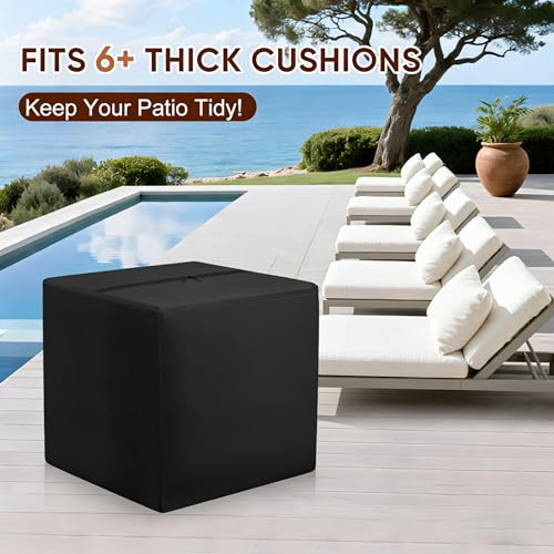 Outdoor Patio Cushion Storage Bag -Waterproof Large Patio Furniture Cushion Organizer Storage Bag with Handle and Zipper, 32" L x32 W x 24" H Big Foldable Duffle Cover - size: 32"L x 32"W x 24"H