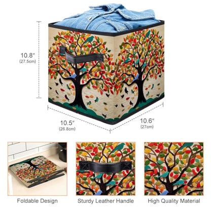 Storage Bags,Clothes Storage Bins Foldable with Handle,1-Pc,Art Painting Tree Fruit Leaves