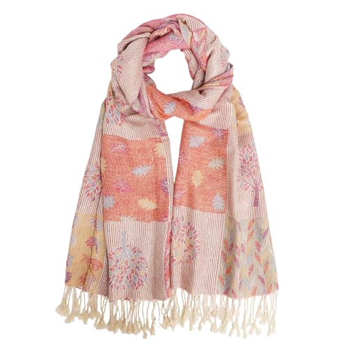 Paisley Pashmina Rave Shawl Scarf-Women's Reversible Ethnic Jacquard Pashmina Wraps for Travel - color: E#. Colorful Boho
