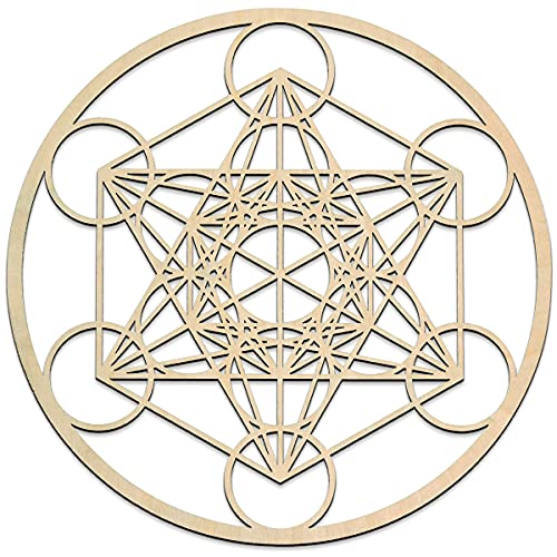 Fourth Level MFG 33" Metatron's Cube, Sacred Geometry Wood Wall Art, Harmony Symbol, Zen Home Decor for Yoga and Meditation, Chakra Crystal Grid Board, Good Energy Spiritual Altar Decoration - color: 33"Metatron