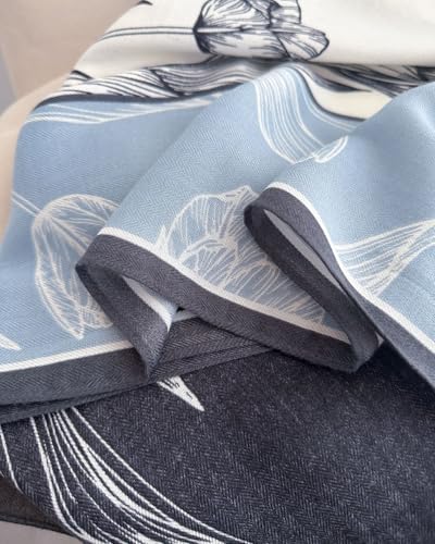 35" Head Scarf Large Square Scarf Like Cotton Hairscarf Fashion Scarves Bandana Night Sleeping Wraps for Women B01 - color: Black/Blue Tulips