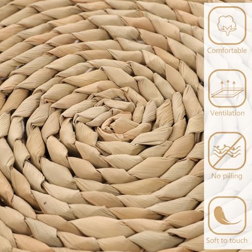 TOYANDONA Woven Meditation Floor Mat Double-Layer Straw Tatami Cushion 30x30cm Thick Sitting Pad for Adults Home Yoga Zen Practice