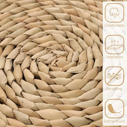 TOYANDONA Woven Meditation Floor Mat Double-Layer Straw Tatami Cushion 30x30cm Thick Sitting Pad for Adults Home Yoga Zen Practice
