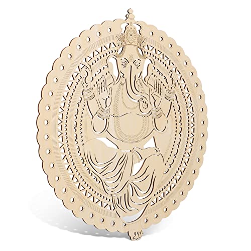 Fourth Level MFG 12” Ganesha, Hindu Wood Wall Art, Indian Wall Decor, Mantra, Meditation, Radha Krishna - color: 12" Ganesha