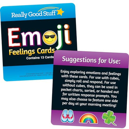 Really Good Stuff Emoji Feelings Cards for The Classroom or Home Activity for Kids - 12 Pk - Builds Social Emotional, Critical Thinking, Self-Awareness & Vocabulary Skills - style: Emoji Feelings Cards