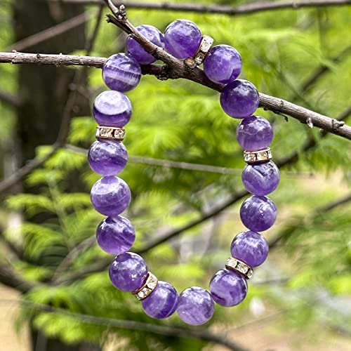 Healing Bracelet For Women Anxiety Crystal Bracelet Chakra Beaded Bracelets Rose Quartz Crystals And Healing Stones Yoga Bead Bracelet Calming Stretch Bracelet Stress Relief Gifts For Women - color: Purple-Amethyst