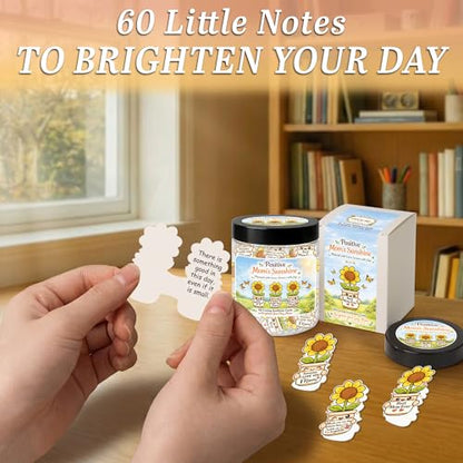 Positive Mom's Sunshine, Mothers Day Gifts from Daughter, 60 Positive Sunflower Affirmations Jar, Best Mom Ever, Birthday Gift for Mommy - style: Positive Mom's Sunshine