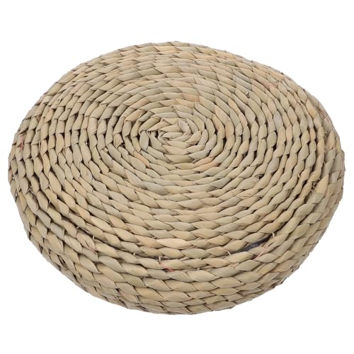 KALLORY Handwoven Yoga Meditation Mat 30x30cm Woven Tatami Floor Cushion Cotton Filled Japanese Style Sitting Pad for Home Zen Relaxation