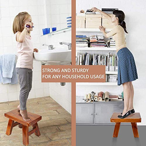 Small Stool Wooden Step Stool Footstool Solid Wood 8 inch for Kids Adults Plant Stand Fishing Stool (Black) - color: Black