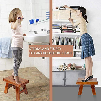 Small Stool Wooden Step Stool Footstool Solid Wood 8 inch for Kids Adults Plant Stand Fishing Stool (Black) - color: Black