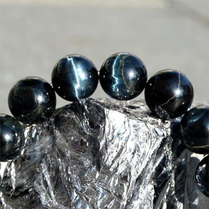 Natural Handmade Healing Chakra Bracelet - color: 12mm-Blue Tiger Eye-FOR 8-8.7 INCH WRIST