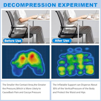 Travel Seat Cushion, Airplane Seat Cushion for Long Flights, Easy to Carry, 3D Inflatable Cushion for Wheelchair, Travel,Driving,Office Work