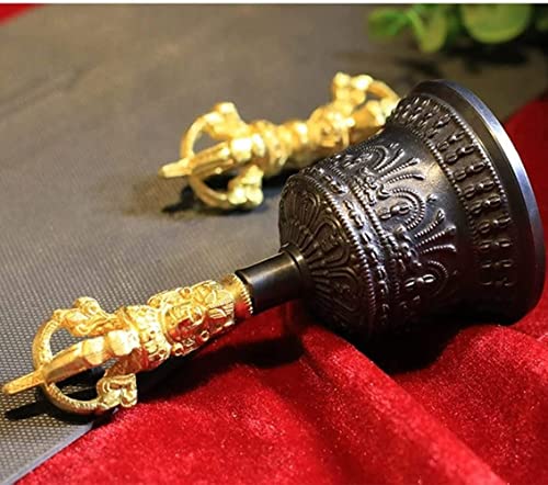 Tibetan Buddhist Meditation Bell And Dorje Set, Hand-cranked Bell Invocation Bell For Meditation, Ritual, Prayer And As A Buddhist