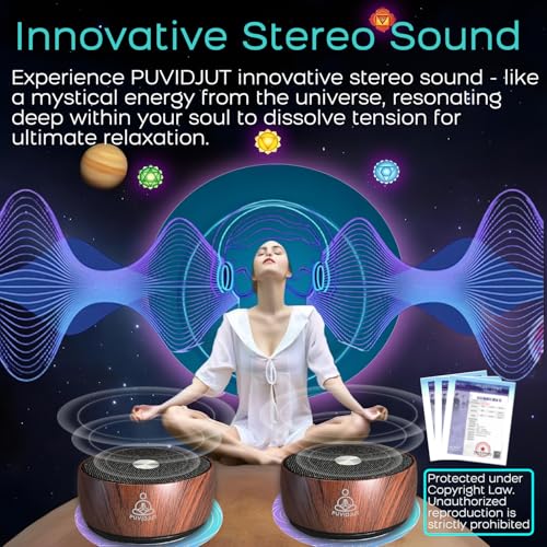 Sound Frequency Machine,Auto Tibetan Singing Bowl, Meditation Generator Instrument - Solfeggio Bath for Yoga, Mindfulness, Vibration System of Chakra Balancing, 5 Tones, 3 Timers - color: Wooden