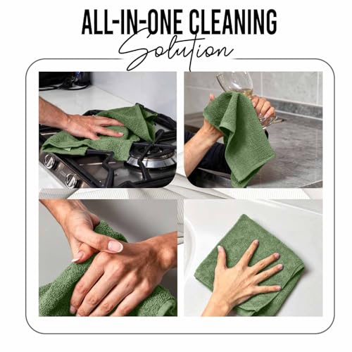 RIVERSIDE Pack of 24 Wash Cloths for Showering, 12 x 12 Inches, Super Soft & Absorbent, 100% Cotton Washcloths Premium Quality Flannel Face Cloths for Bathroom, Gym, Spa (Sage Green, 24 Pack) - color: Sage Green