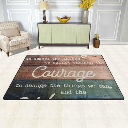 Serenity Prayer On Beach Soft Flannel Playroom Rug with Anime Design - Yoga Mat Carpet, Machine Washable Floor Decor - size: 36"x24"