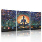 Rubelike Yoga Zen Wall Art - Chakra Spiritual Canvas Wall Decor, Meditation Decor, Buddhism Spa Room Poster, Chakra Picture for Living Room Bedroom (16" x 24" x 3 pcs)