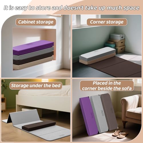 Foldable Yoga Mat (12mm) Exercise Mats for Home Workout,Comfortable and Durable,Thick-Portable Folding Mat,Non Slip,Pilates Mat Thick,Outdoor Use,Meditation,Travel,Camping（71"x24" x0.47"）