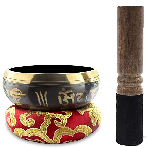 Tibetan Singing Bowl Set with Mallet & Cushion- Meditation Sound Bowl for Chakra Healing, Yoga, Zen Garden(4inch)