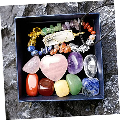 Decorative Healing Stones Set Portable Crystal Massage Stones for Chakra Balancing Stress Relief and Meditation Gift Box Included for Mindfulness and Relaxation