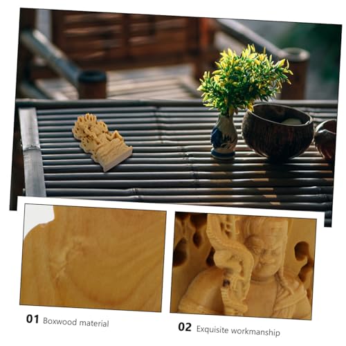 OUNONA Acalanatha Buddha Statue Home Decor Boxwood Carving Feng Shui Ornament for Living Room Meditation Zen Garden Unique Handcrafted Figurine