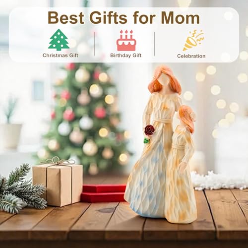 Mom Gifts from Daughter, Mother Daughter Figurine, Hand-Painted Resin Sculpture, Meaningful Birthday Mothers Day Valentines Day Gift, Home Decor Keepsake (Mother Daughter Rose Figurine) - color: Mother Daughter Rose Figurine