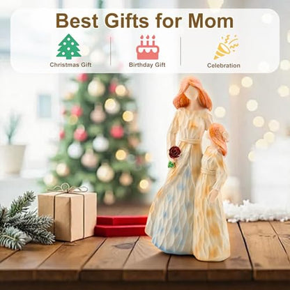 Mom Gifts from Daughter, Mother Daughter Figurine, Hand-Painted Resin Sculpture, Meaningful Birthday Mothers Day Valentines Day Gift, Home Decor Keepsake (Mother Daughter Rose Figurine) - color: Mother Daughter Rose Figurine