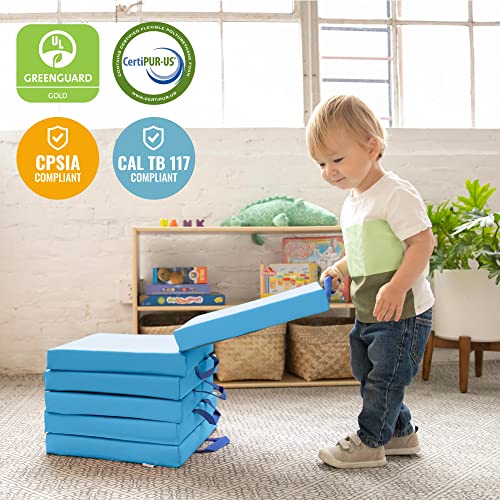 ECR4Kids SoftZone Floor Cushions, Square, Flexible Seating, French Blue, 6-Piece - color: French Blue