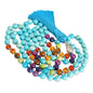 Mala Beads 108 Handmade Necklace,Natural Indian Agate Turquoise Amethyst with Alloy Guru Bead and Tassel,43.2 Inches for Prayer,Meditation,Yoga - color: Turquoise
