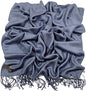 CJ Apparel Solid Color Tassels Design Nepalese Shawl Scarf Wrap Stole Throw Head Wrap Pashmina Gift Hand Made in Nepal New - color: Smokey Grey