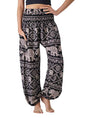 B BANGKOK PANTS Harem Pants Women Yoga Boho Clothes with Pockets - color: Black Elephant, size: One Size Extra Long