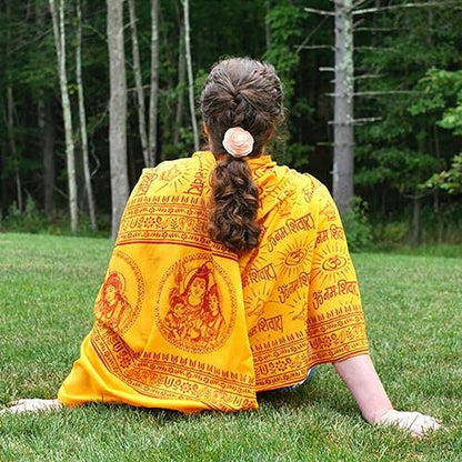 Prabhuji's Gifts Meditation Yoga Prayer Shawl with Om Symbol, Multi-Use Wrap - Unisex