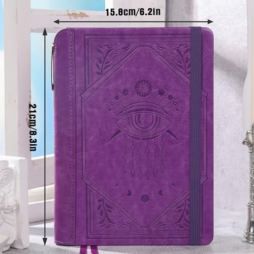 TIEFOSSI Lined Journal Notebook for Women Men, Leather Journal with Pen, A5 Evil Eye Hardcover Notebook for Work, Journaling, Travel & School, 100 GSM Thick Paper, 320 Numbered Pages, 6.2 x 8.3 in - color: Deep purple