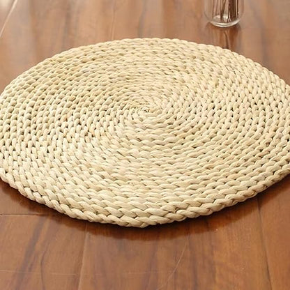 Pack Of 2 Natural Yoga Mats Straw Meditation And Worship Tatami Round Woven Meditation Flat Mat Floor Chair Cushion Zen Yoga Practice Decoration - size: 40cm