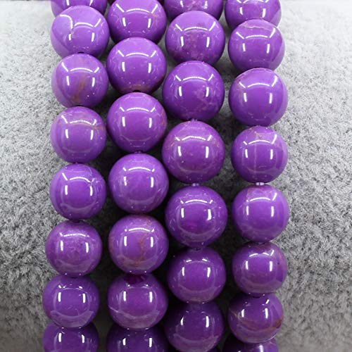 Keleny Gem Semi Precious Gemstones 8mm Natural Quartzite Stone Round Beads Crystal Stretch Bracelet 7 Inch Unisex - color: Purple Lavendar Phosphosiderite Jasper