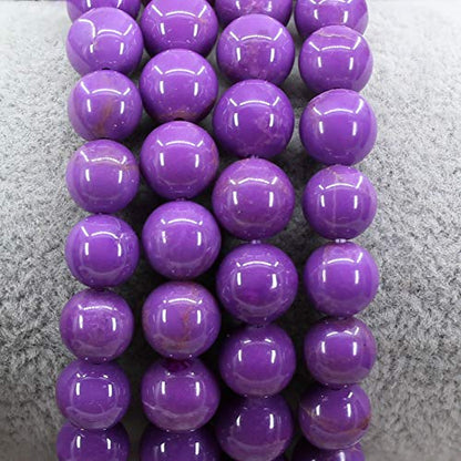 Keleny Gem Semi Precious Gemstones 8mm Natural Quartzite Stone Round Beads Crystal Stretch Bracelet 7 Inch Unisex - color: Purple Lavendar Phosphosiderite Jasper