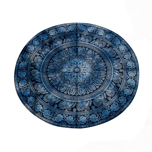 Craft Trade Round Blue Elephant Print Mandala Beach Throw Tapestry 72 Inch – Boho Wall Hanging, Picnic Blanket, Round Table Cover & Hippie Home Décor - color: Blue, size: 72"L x 72"W