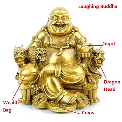 Fengshui Decor Laughing Buddha Statue for Lucky & Happiness, God of Wealth Statue,Brass Buddhist Statues and Sculptures Home Decor Congratulatory Gifts (X-Large) - size: X-Large