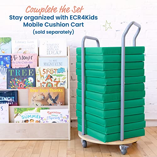 ECR4Kids SoftZone Floor Cushions, Square, Flexible Seating, Emerald, 6-Piece - color: Emerald
